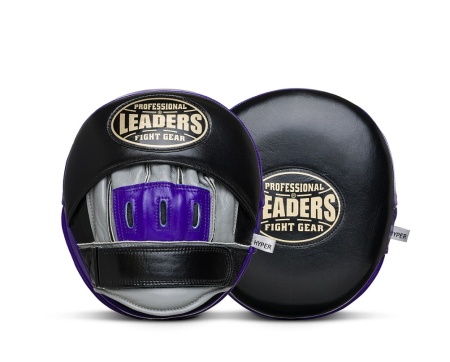 Лапы тренерские LEADERS MID-AIR HYPER BK/GR/PUR (ONE, кожа, черный/серый/фиолетовый)