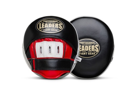 Лапы тренерские LEADERS MID-AIR HYPER BK/RD/WH (ONE, кожа, черный/красный/белый)